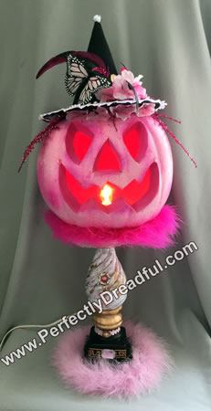 www.perfectlydreadful.com lighted pink pumpkin halloween vintage shabby chic